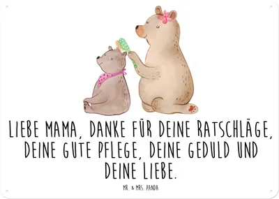Produktbild von Mr. & Mrs. Panda tafel Bär Kind DIN A5 - Weiß - Geschenk, Muttertag, Mama, Wandbild, Blechschild, Schild, Türschild, wandtafel, Mutter