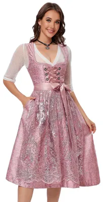 Produktbild von YesFashion Dirndl Damen Midi Trachtenkleid Trachtenmode Trachtenrock Kleid fuer   Besondere Anlaesse, Rosa, 42
