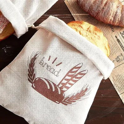 Produktbild von Brotbeutel Leinen 2er Set, 40x30cm zur Brotaufbewahrung wiederverwendbar Brotsack mit Kordelzug, groß, für Brot, Baguette,selbstgemachtes Brot und weitere Lebensmittel