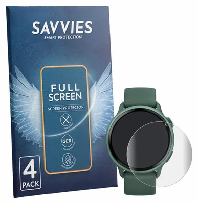 Produktbild von 4x Savvies Fullscreen Schutzfolie für Garmin vivoactive 6 Displayschutz Folie Fullcover Klar Transparent