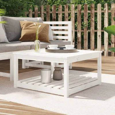 Produktbild von ZMH Gartentisch Weiß 82,5x82,5x45 cm Massivholz Kiefer