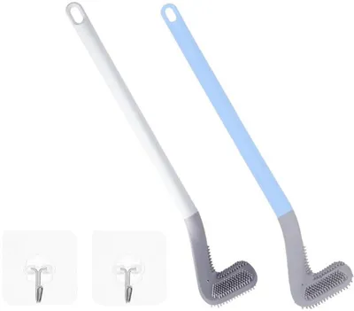 Produktbild von Set mit zwei flexiblen Toilette-Bürsten mit Wandmontage und Randreiniger