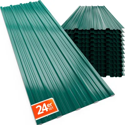 Produktbild von GARDEBRUK® 24x Trapezblech 129cm x 46cm = 14m² verzinkt Profilblech Dachblech Wellblech Dachplatten Gerätehaus Carport Grün