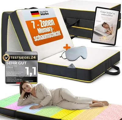 Imagen del producto de Colchón plegable de 90x200, cama plegable, colchón de lujo de 7 zonas, colchón reversible para invitados