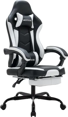 Zdjęcie produktu dla Ergonomiczny fotel gamingowy z podnóżkiem i podparciem lędźwiowym