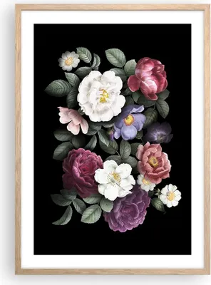 Produktbild von Gerahmtes Poster - Rahmen in heller Eiche - Blumen Blumenstrauß Komposition - 50x70 cm - Wand Bild - Wanddeko - Wandbilder - Kunstposter - Wandposter - Bilderrahmen - Bilder - P2NPA50x70-5032