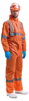 Zdjęcie produktu dla Sir Safety NIGHT CHEMSTAT Jednorazowy kombinezon ochronny z kapturem, kolor pomarańczowy odblaskowy, rozmiar XL, HI-VIS ORANGE