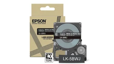 Produktbild von Epson LK-5BWJ, Schwarz, Weiß, Wärmeübertragung, Matte, LabelWorks LW-C410, 1,8 cm, 1 Stück(e)