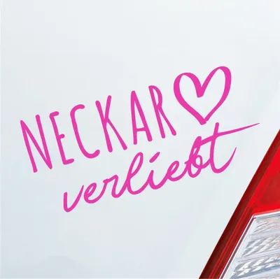 Produktbild von Auto Aufkleber Neckar verliebt Herz Fluss Wasser Water Liebe Car 19x9 cm Pink Sticker Heckscheibenaufkleber