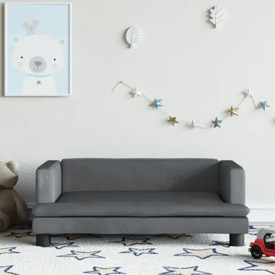 Productafbeelding van Living Store kindersofa, donkergrijs, 80x45x30 cm, fluweel