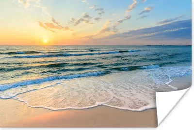 Produktbild von MuchoWow® Poster Strand - Meer - Sonnenuntergang - Golf 180x120 cm - Fotoplakat
