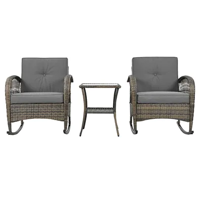 Produktbild von 3-tlg Balkonmöbel-Set mit Grauen Kissen Gartenlounge-Set Gartenmöbel-Set Tragkraft 160 kg für Terrasse Garten Grau