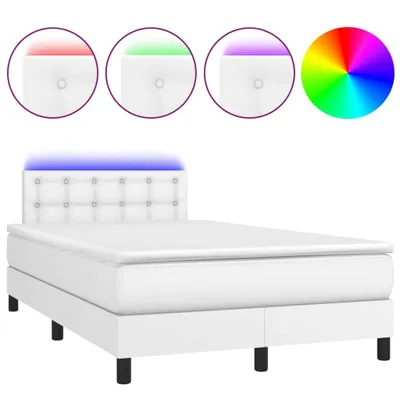 Produktbild von vidaXL Boxspringbett mit Matratze & LED Weiß 120x200 cm Kunstleder