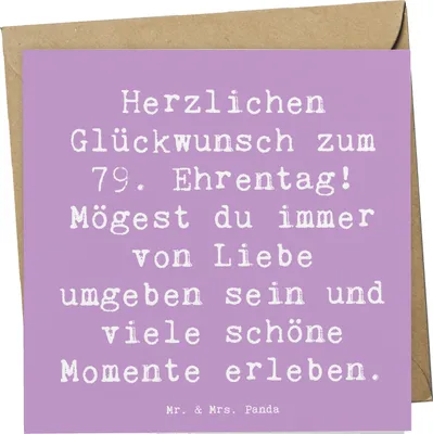 Produktbild von Mr. & Mrs. Panda Grußkarte Spruch 79. Geburtstag Glückwünsche - Lavendeltraum - Geschenk, anlasskarte, unvergesslich, besonderes, faltkarte, Happy Birthday, Liebe