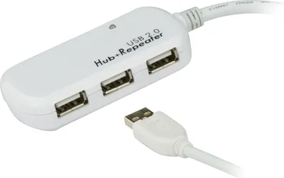 Zdjęcie produktu dla ATEN UE2120H, USB 2.0, USB 2.0, 480 Mbit/s, Biały, Plastik, 12 m