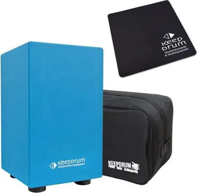 Produktbild von keepdrum DC1M BL Junior Cajon Blau mit Tasche und Pad