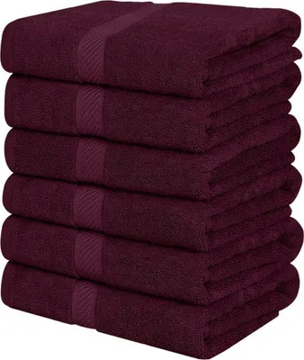 Produktbild von Unyqoos® 6er-Set Badetücher 61 x 121,9 cm – 100% ringgesponnene Baumwolle, seidig‑weich, saugfähig & schnelltrocknend für Bad, Spa, Pool, Fitness