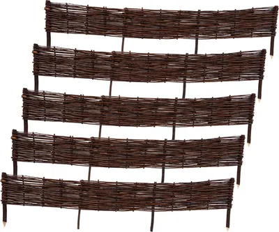 Immagine prodotto di Set di 5 Palizzate in Salice 150x20 cm – Recinzione in Vimini Naturale per Aiuole e Bordo Prato