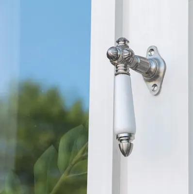 Produktbild von Fenstergriff, Fensterolive, Porzellangriff | Nickel matt | H14,5 x B3,2cm