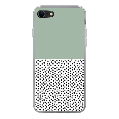 Produktbild von MuchoWow® Handyhülle Schutzhülle Hülle für iPhone 7 Polka dots - Grün - Schwarz Silikon Softcase Handy Hülle - Kartenhalter