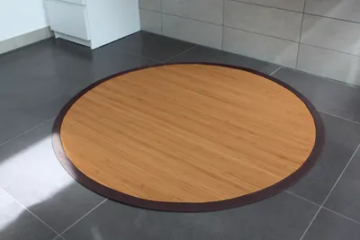 Produktbild von Bambusteppich SENSUAL Ø 120cm, 17mm Stege mit brauner Bordüre