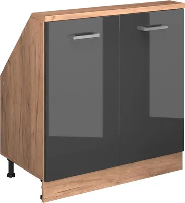 Image de Meuble sous pente Vicco R-Line Anthracite Haute brillance 80cm avec 2 portes, Model 58066