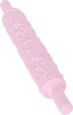 Imagen del producto de Rodillo de plástico con diseño en relieve para fondant, ideal para decorar galletas, bizcochos, pasteles y otros productos de repostería (forma de corazón)