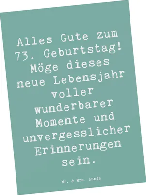 Produktbild von Mr. & Mrs. Panda Postkarte Spruch 73. Geburtstag - Meeresbrise - Geschenk, Happy Birthday, Fotokarte, lieber Glückwunsch zum, Ansichtskarten, einzigartig, Alter, Familie