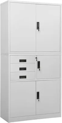 Produktbild von Büroschrank, Aktenschrank, Werkzeugschrank, Metallschrank, Stahlschrank, Kellerschrank, Universalschrank, Lagerschrank, Hellgrau 90x40x180 cm Stahl