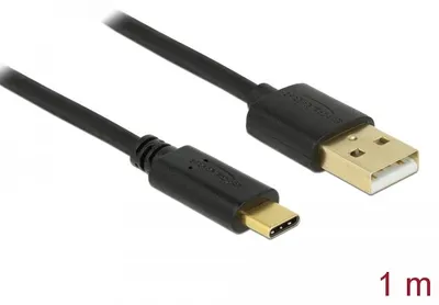 Produktbild von DeLOCK 83600, 1 m, USB C, USB A, USB 2.0, Männlich/Männlich, Schwarz