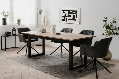 Produktbild von DENVER ausziehbarer Esstisch Industrial Loft, Artisan-Eiche Optik, Anthrazit, 200–240 cm