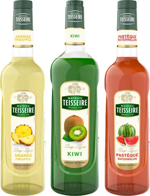 Produktbild von Exotische Sirupe Teisseire - Ananas, Kiwi, Wassermelone - 2x70cl und 1x1l