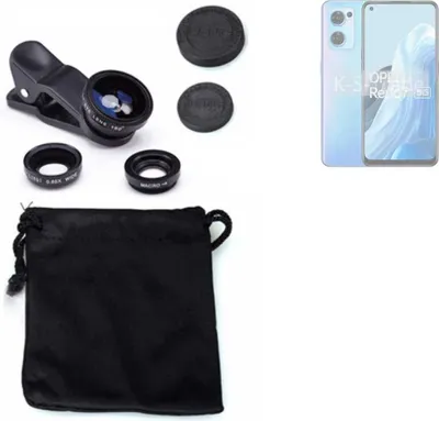 Produktbild von K-S-Trade Smartphone Kamera Linsen Set Kompatibel mit Oppo Reno7 5G 3in1 Clip-On Kamera Adapter Macro Weitwinkel FishEye Fischauge Objektiv Linse