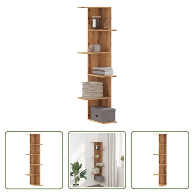 Produktbild von The Living Store Wand-Eckregal Artisan-Eiche 36,5x36,5x140 cm Holzwerkstoff