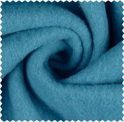Produktbild von Wollfleece Meterware aqua, Wollstoff Mantelstoff, Wolle Stoff blau *Ab 50cm