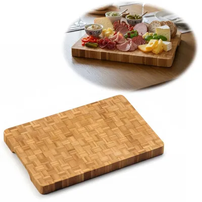 Produktbild von LS-LebenStil Profi XL Holz Schneidebrett 36cm Stirnholz Bambus Küchenbrett Tranchierbrett Servierbrett Holzbrett Brotschneidebrett