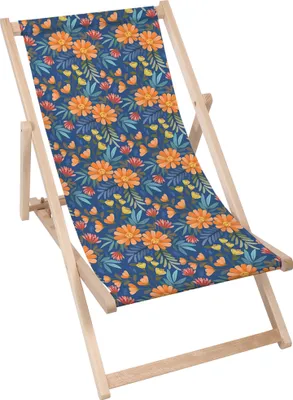 Produktbild von Dreamroots Liegestuhl klappbar Holz, Buchenholz bis zu 130 kg, Sonnenliege klappbar mit 3-stufiger Neigungsregulierung der Rückenlehne, Flower Bloom