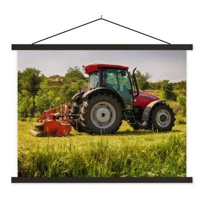 Produktbild von MuchoWow® Textilposter Traktor - Rot - Natur - Grün - Landleben 40x30 cm mit schwarzem Rahmen - Dekorationen