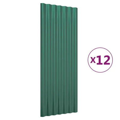 Produktbild von vidaXL Dachpaneele 12 Stk. Verzinkter Stahl Grün 100x36 cm