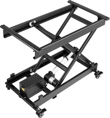 Produktbild von Elektrische Hefttafel – 76x44 cm, 150 kg Tragfähigkeit, Höhenverstellbarkeit von 200 bis 710 mm, mit 4 Rädern, ideal für Materialtransport und Handhabung, schwarz, Stahl