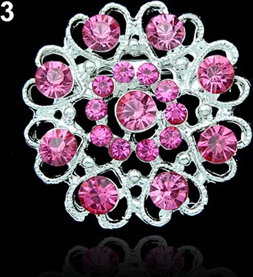 Produktbild von Strass-Kristallbrosche, ausgehöhlter Kragenstift, versilberter Blumenschmuck-Rosa