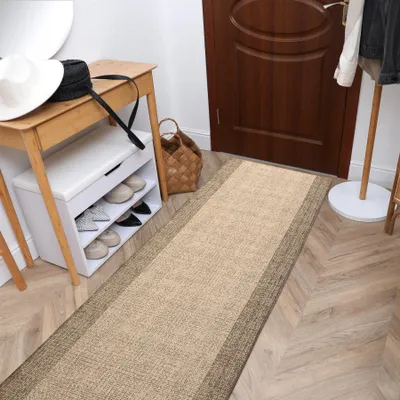 Zdjęcie produktu dla Chodnik SZNURKOWY SIZAL SION 6053 Ramka, płaskie tkanie 120 cm brązowy 120x440 cm