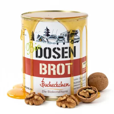 Produktbild von Dosenbrot Honig-Walnussbrot 6x400g Vegan 5 Jahre haltbar Camping Outdoor Prepper Nahrung DE-ÖKO-001