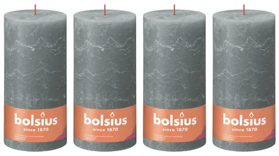 Image de lot de 4 bougies - hauteur 30 cm - diamètre 10 cm - Rustique - Eucalyptus