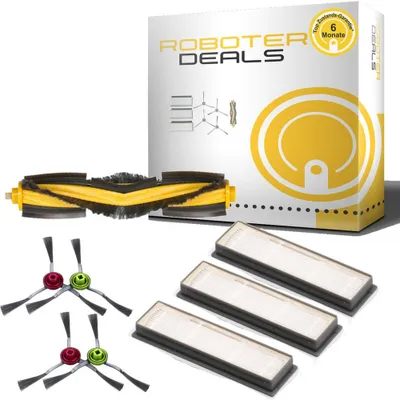 Image de Kit d'accessoires, ensemble de pièces de rechange pour les aspirateurs robots Ecovacs Deebot OZMO 950, 920 (compatible avec DX5G-KTA) : 4 brosses latérales, 3 filtres, 1 brosse principale