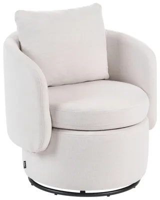 Produktbild von BELIANI Sessel Cremeweiß Stoff Gepolstert mit Drehfunktion Drehbar Stauraum Modernes Design Wohnzimmer Esszimmer Drehsessel Polstersessel Stoffsessel