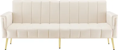 Produktbild von Schlafsofa mit Bettfunktion, 2-Sitzer mit verstellbaren Armlehnen und Rückenlehnen, Polstersofa, Samtbezug