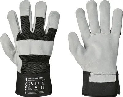 Produktbild von PARKSIDE D H Arbeitshandschuhe Leder Best Black/Light Grey Size 11 1 Stück