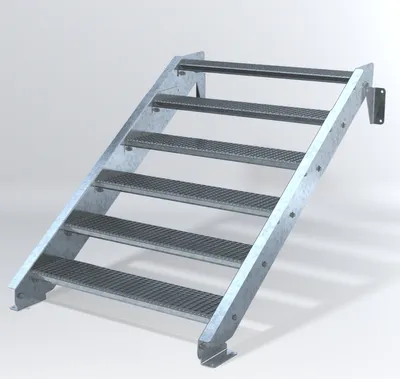 Produktbild von Stahltreppe 6 Stufen bis Höhe 120 cm, Laufbreite : 110 cm kein Geländer ST 3 (31 / 9 mm schmal)