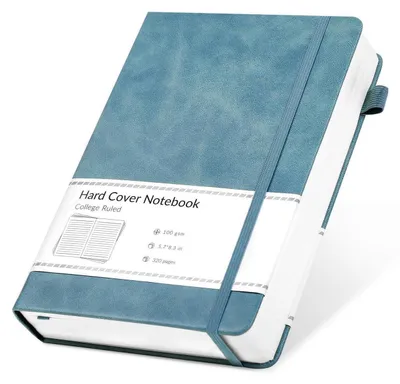 Immagine prodotto di Quaderno A5 a righe, 320 pagine, copertina rigida, formato 14 x 21 cm, colore blu